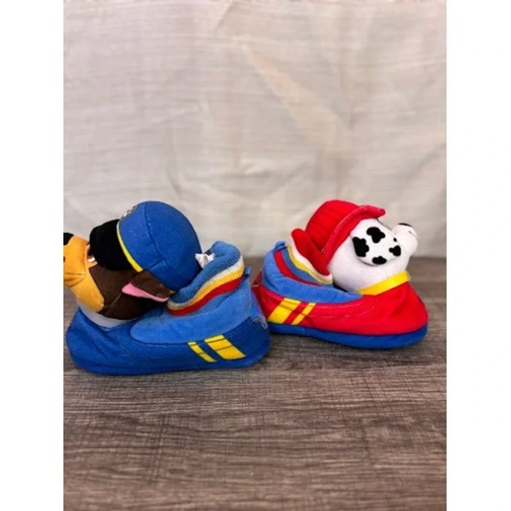 Paw Patrol Chase and Marshall Toddler‎ Plush Slippers Blue Red Size 7-8